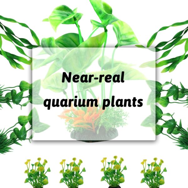 QUOZUO 20pcs Fish Tank Accessories Aquarium Decorations Green Plants, Green Fish Tank Decorations Plastic Plants, Fish Tank Decor, Small to Large - Image 6