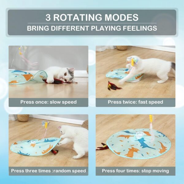 Valonii 2-in-1 Rechargeable Motion Activated Interactive Cat Toys for Indoor Cats, Long Lifetime Motor Cat Chasing Toy for Exercise/Moving Butterfly/Feather Wand Kitten Toys - Image 5