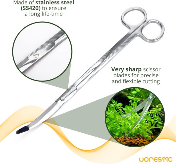 VORESTIC Curved Aquarium Scissors, 25cm Terrarium Scissors, Aquarium Plant Scissors, Fish Tank Scissors, Aquascaping Scissors for Trimming, Pruning Aquarium Plants - Image 4