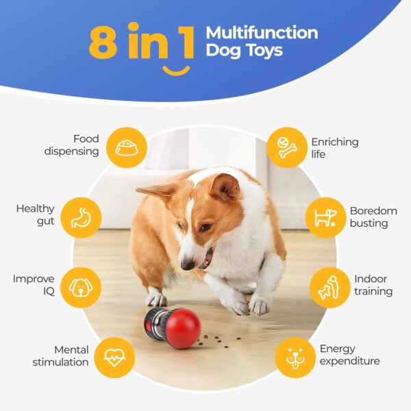 LACCEN Dog Interactive Toys, Adjustable Dog Treat Dispenser Ball, Rolling Puppy Toy, Dog Puzzles Feeder, Slow Feeding for Small Medium Large Breed Pets (Black+Red) - Image 2