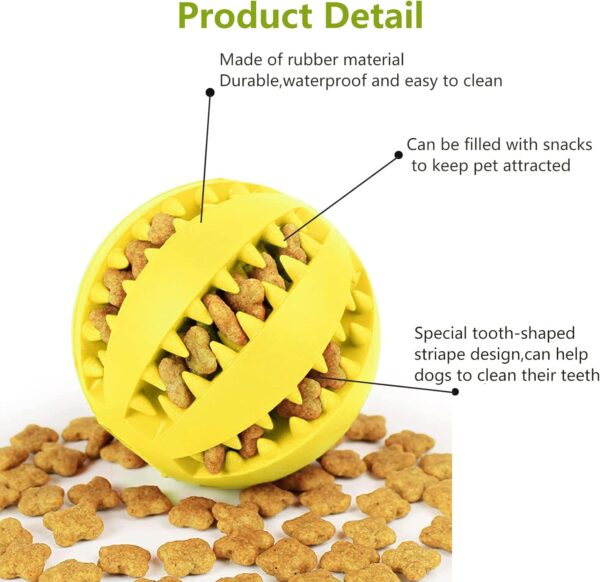Dog Toy Ball,3Pcs Pets Dog Treat Toy Ball,Durable Dog Puzzle Teething Toys,Interactive Dog Toys,for Small Dogs Teeth Cleaning/Chewing/Playing/Dispensing Training Ball(5cm,3Colors) - Image 3