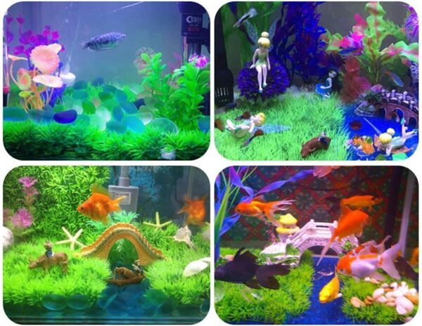 kathson 3 PCS Aquarium Grass Mat Decorations Artificial Plastic Lawn Ornament Landscape Green Plants Decoration for Saltwater Freshwater Tropical Fish Tank Decor - Image 2