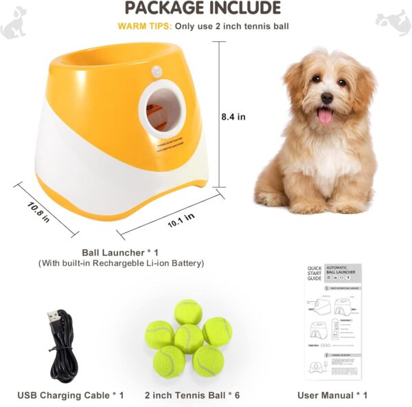Grezea Automatic Dog Ball Launcher, Puppy Ball Thrower Machine with 10-30 Ft Launch Distance, Interactive Dog Toys for Small Dogs Indoor & Outdoor, Included 6 Mini Balls(Orange) - Image 7