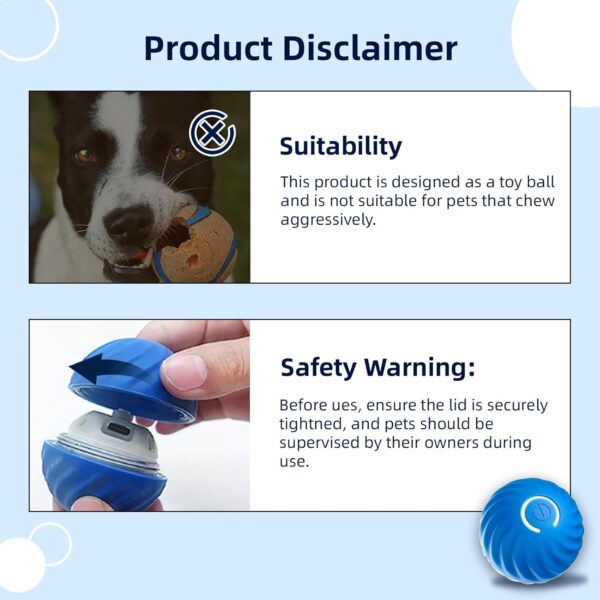 FOUR ANGELS Interactive Dog Toys Dog Balls, 67MM Moving Dog Ball for Puppy/Small/Medium Dogs, Durable Motion Activated Automatic Rolling Ball Toys, USB Rechargeable (Blue, Large) - Image 2