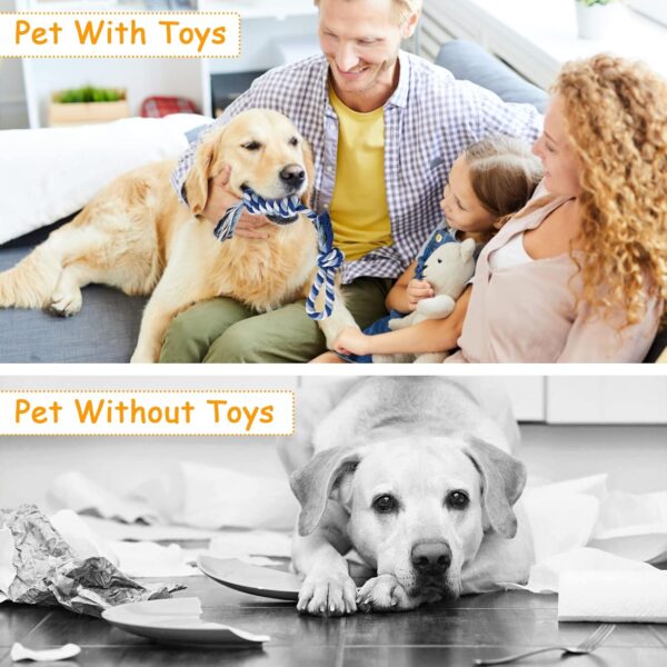 Squeaky Plush Dog Rope Toys Set, 8 Pack Puppy Chew Toys for Teething Training, Cute Interactive Tug Rope Toys for Boredom, Xmas Gift for Small and Medium Dogs, Washable, Natural Cotton & Non Toxic - Image 7