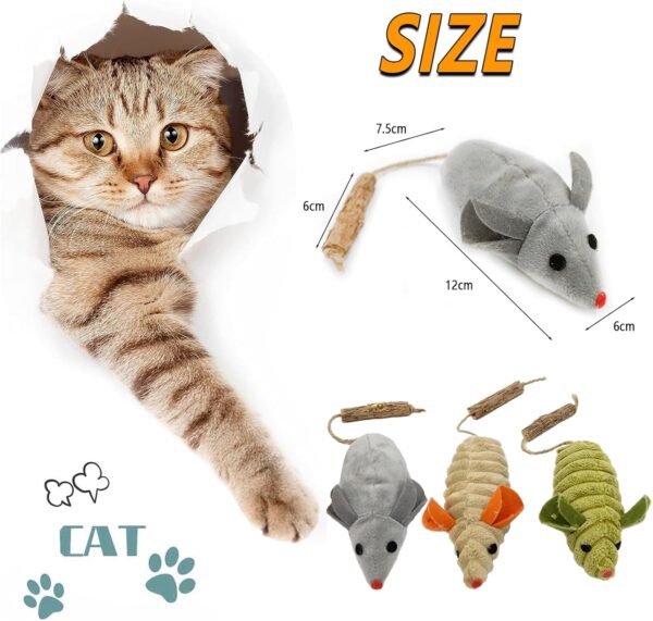 jiuhao Cat Catnip Mouse Toys,3 Pack Cat Catnip Sticks Interactive Plush for Indoor Cats,Scratch Chewing Teeth Grinding Pillow Cleaning Kick Bite Resistant for Kitten Toy - Image 2