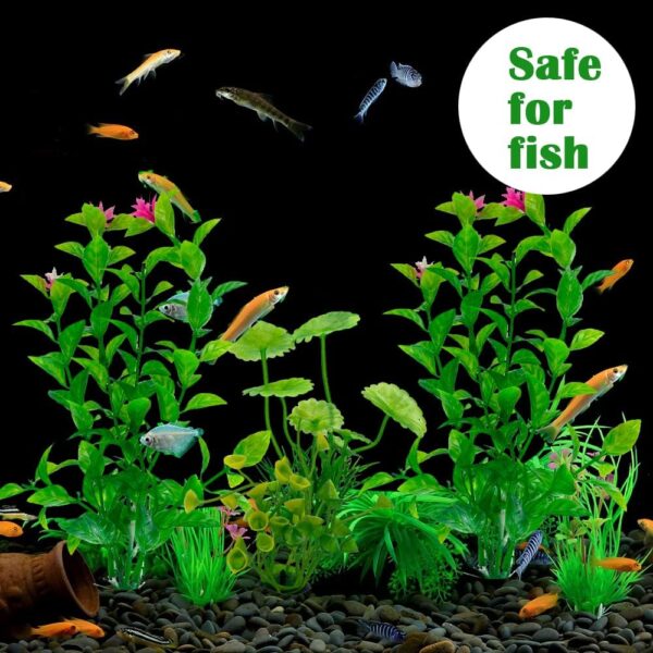 Vibury Fish Tank Aquatic Plants, 14 Pack Aquarium Plants Green Artificial Aquatic Plants, Fish Tank Decor, Aquarium Decor Plastic Plants - Image 6