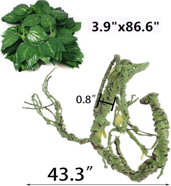PINVNBY Flexible Bend-A-Branch Jungle Reptile Vines Artificial Climber Plastic Terrarium Leaves Pet Habitat Decor for Lizard Frogs Snakes 3 PCS - Image 2