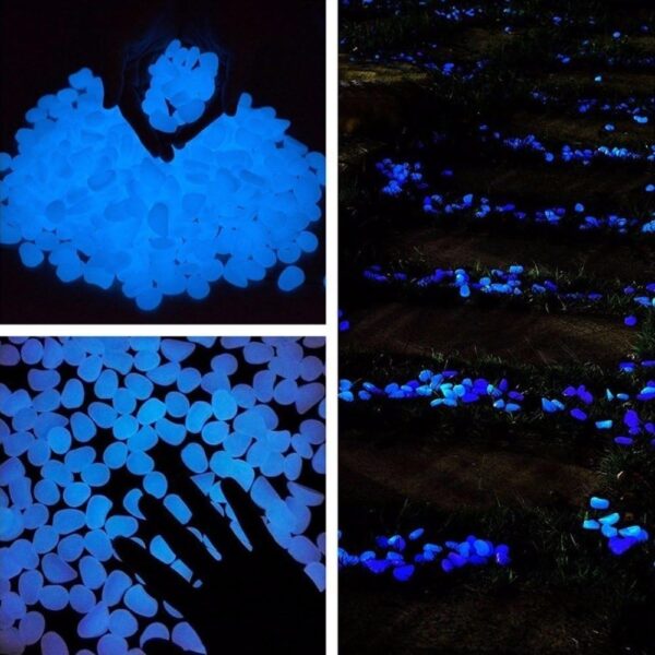 Oubest Glow Stones Blue/Glow in the Dark Pebbles/Glowing Rocks Decor for Garden/Fish Tank/Aquarium/Walkway/Driveway/Plant Pots/Bonsai 200pcs - Image 4
