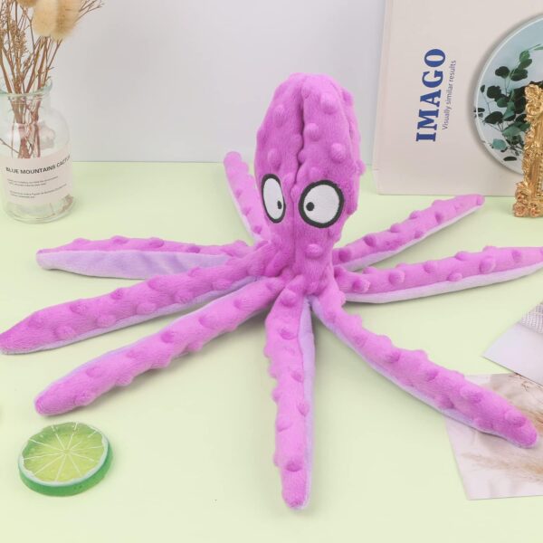 RAYITO Octopus Dog Toys, No Stuffing Squeaky Dog Toys Interactive Octopus Dog Chew Toys with Crinkle Paper for Small Medium Dogs Playing and Training (Purple) - Image 6