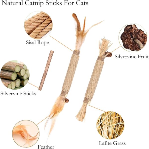 GIAPINST Natural Matatabi Silvervine Chew Sticks, Cat Catnip Sticks For Cats, Cat Catnip Toys For Indoor Cats Adult, Kitten Teething Dental Care, Increase Appetite and Stress Release(21 pcs) - Image 3