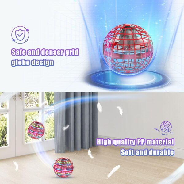 XINHOME Flying Ball Orb Toys Hover Ball Pro Flying Spinner Toy UFO RGB Cool Stuff Globe Orbi Magic Boomerang Hand Controller Mini Drone for 8 9 10 11 12 boys girls Kids (Red) - Image 5