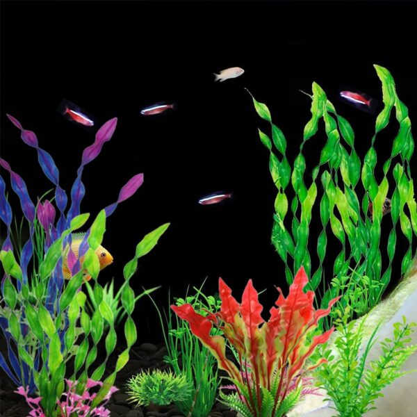 XHDA 20Pcs Artificial Aquarium Plants, Plastic Fish Tank Plants for Fish Tank Decoration, Safe Artificial Water Plants for Aquarium Decoration - Image 6