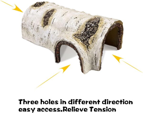 Reptile Hide Caves Simulation Tree Hideout Snake Hide Leopard Gecko Terrarium Plastic Plant Leaves Ornament Habitat Shelter Decor for Lizard Hermit Crab Spider Frog Amphibians (L) - Image 6