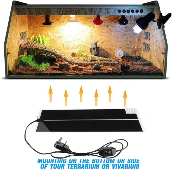 Reptile Heating Mat with Temperature Adjustment, PeSandy 20W Non-Adhesive Heat Pad for Reptiles Tortoise Snakes Lizard Gecko Hermit Crab Turtle Amphibians - Removable Under Tank Heat Pad(16.5x11 inch) - Image 2