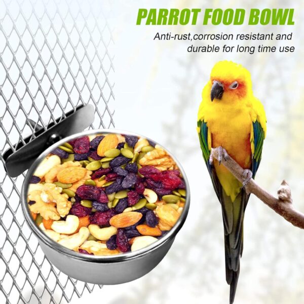 Bird Feeder Bird No-Mess For Parrots Cockatiel Stainless Steel Feeding Food Seed Dispenser Container - Image 6