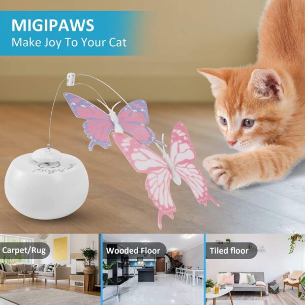 Migipaws Cat Toys,Interactive Butterfly Feather Kitten Toy,Spin with Smart Rolling Ball for Indoor Cats,Self Play Automatic Touch Senser, 3 Refills - Image 8
