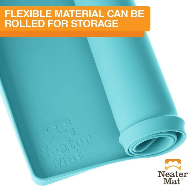 Neater Pet Brands Neater Mat - Waterproof Silicone Pet Bowls Mat - Protect Floors from Food & Water (24" x 16" Silicone, Aquamarine) - Image 8
