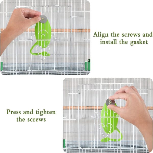 TOTSUN Cuttlefish Holder, Green Bird Parrot Cuttlebone Holder with Feeding Racks, Parrot Food Container for Pet Bird Food Supplies (Pack of 2) - Image 4