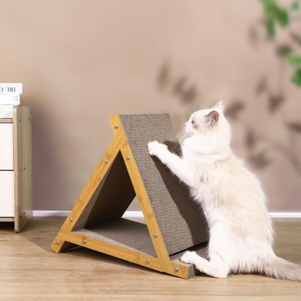 EnjoyNest Cat Scratching Pads, Triangle Cat Scratching Board, Sturdy Cat Toys for Indoor Cats, 6 Sides Available, Replaceable Cardboard, Durable Cat Scratch with Cat Wand & Catnip - Image 7
