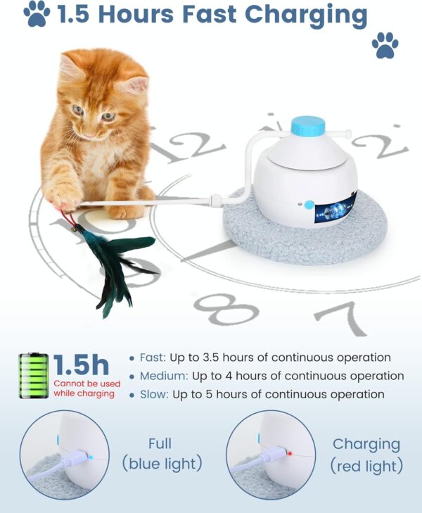 HAPPY HACHI 3 in1 Interactive Cat Toys For Indoor Cats Adult,3 Modes Automatic Cat Toys Kitten, 360°Irregular Rotation-USB Rechargeable Cat Feather Toy Exercise Catcher Hunting - Image 6