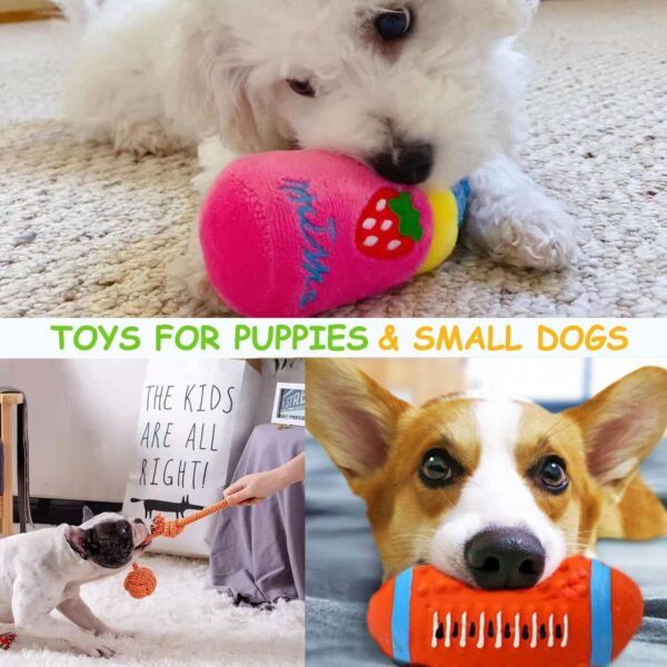 Sundrawy Dog Chew Toys for Puppy Teething Training, Stuffed Plush Squeak Toys for Small Dogs, Interactive Tug Ropes with Ball, 9 Packs Pet Toys Kit for Dental Cleaning, Birthday Gift Set - Image 6