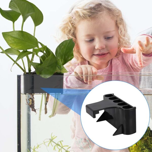 XIHIRCD 2pcs Aquarium Plant Holder, 5 Holes Aquarium Planter Box Plastic Aquatic Plant Cup Holder Hanging Aquarium Plant Basket Rack Stand Hanger Accessory for Fish Tank Decorations - Image 7