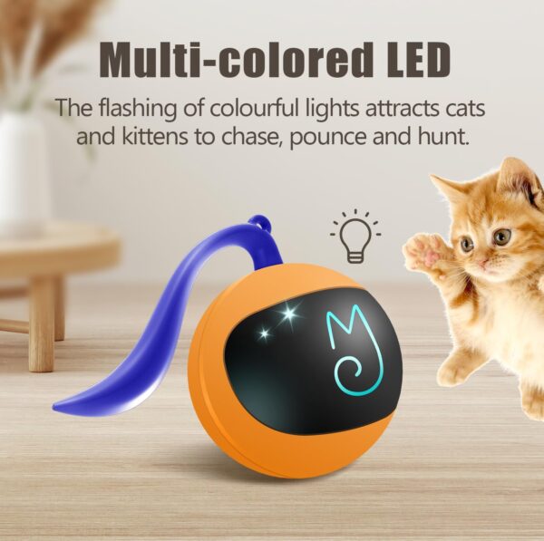 Migipaws Cat Toy, Automatic Moving Ball Bundle Classic Mice + Feather Kitten Toys in Pack. DIY N in 1 Pets Smart Electric Teaser, USB Rechargeable (Orange) - Image 7