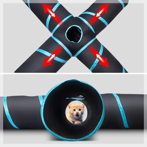 Happy Fox | Cat Tunnel Toy,4 Way Tunnels132 * 53 * 26,Including storage bags and cat toy feather wands, for cats, rabbits, small animals - Image 2