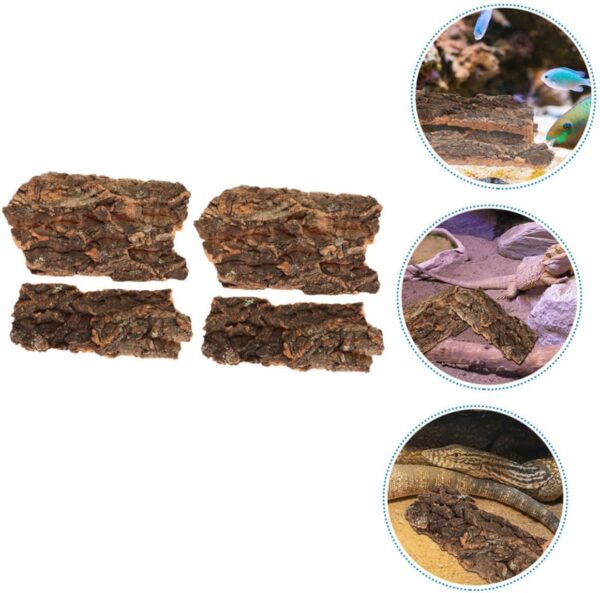 BELLIFFY 4 Pcs Reptile Bark Tank Rainforest Landscaping Material Terrarium Decor Bark Pet Supply Lizard Hiding Bark Dragon Beard Hut Reptile Feeding Decor Reptile Terrarium Decor - Image 2