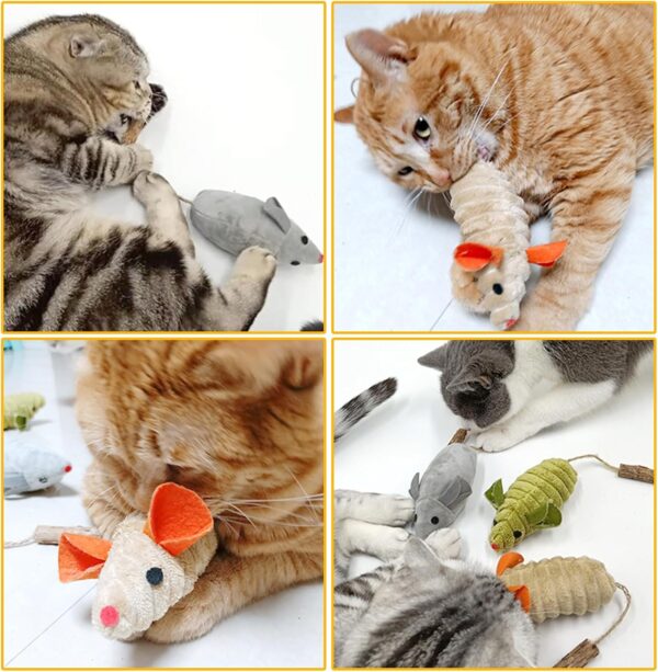 jiuhao Cat Catnip Mouse Toys,3 Pack Cat Catnip Sticks Interactive Plush for Indoor Cats,Scratch Chewing Teeth Grinding Pillow Cleaning Kick Bite Resistant for Kitten Toy - Image 7