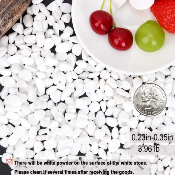 Hisredsun 3.96 lb White Decorative Stones,0.23-0.35in Natural Gravel Rocks for Plant Pots,Small River Rocks for Landscaping, Vase Fillers,Succulents,Aquarium and Garden Decoration - Image 2