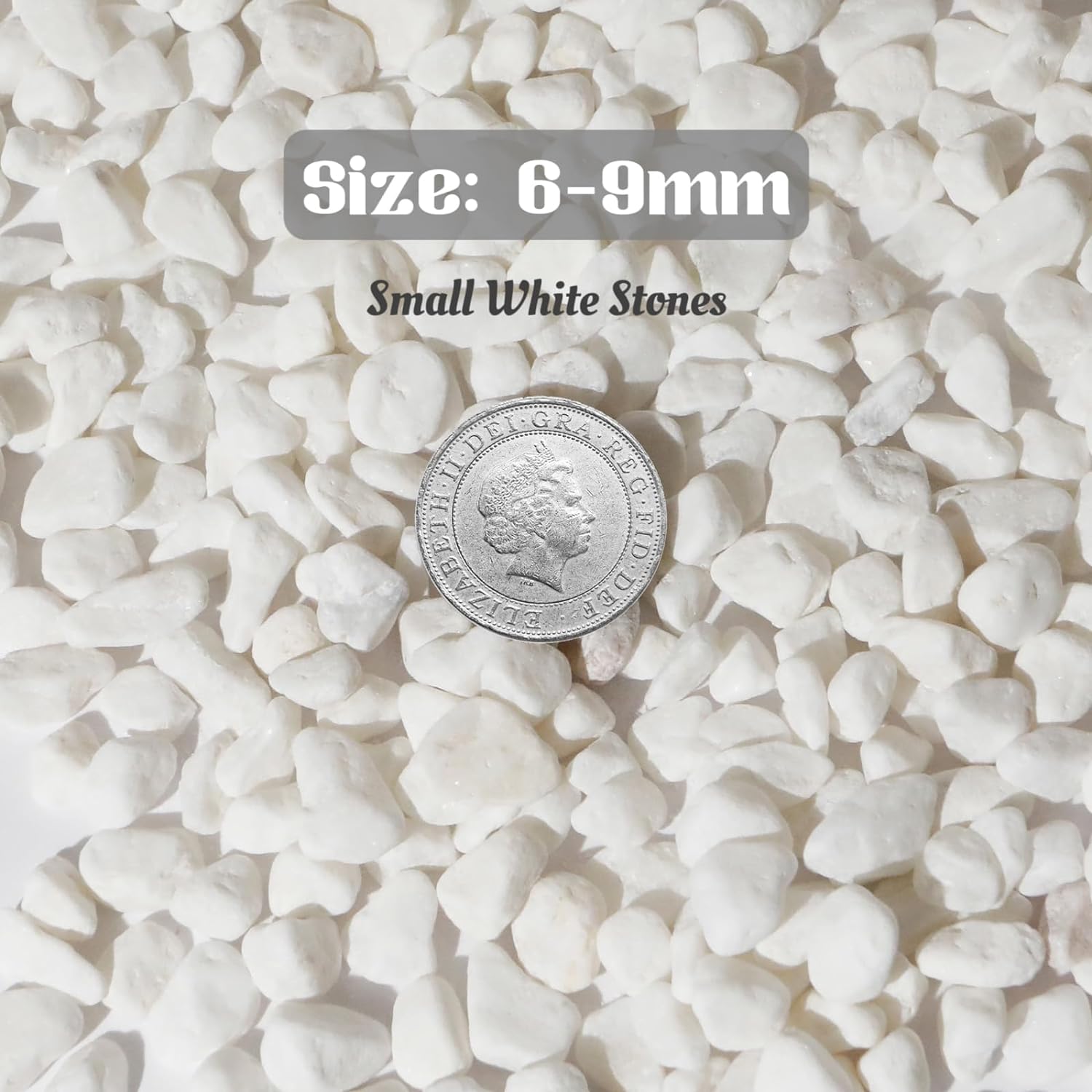 JeeMooTown 1.8KG(3.96LB) Small White Decorative Stones Pebbles for Plant Pots, 6-9mm White Fish Tank Aquarium Gravel Stones, Natural Stones, Smooth Finished - Image 2