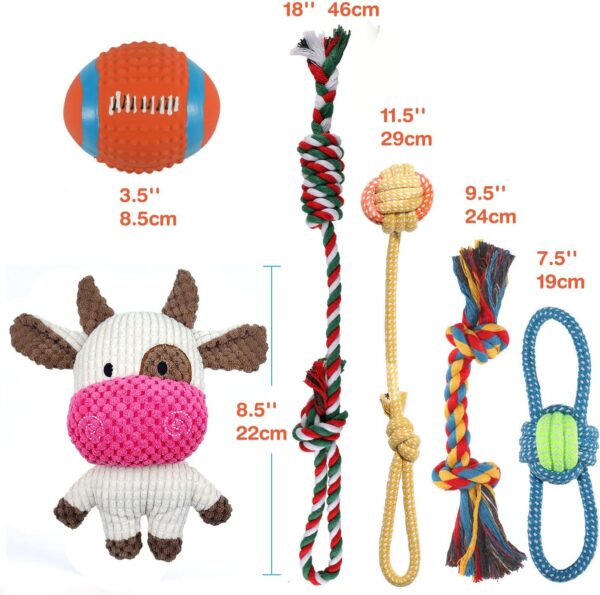 Sundrawy Dog Chew Toys for Puppy Teething Training, Stuffed Plush Squeak Toys for Small Dogs, Interactive Tug Ropes with Ball, 9 Packs Pet Toys Kit for Dental Cleaning, Birthday Gift Set - Image 7