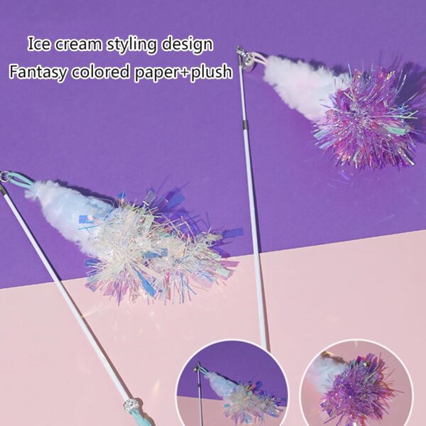 Illkjasfc Furry FeatherWand Plush Toy For Cat Kitten Adjustable Teaser Wand Toy Cat FishingPole Catching Stick Pet Birthday - Image 5