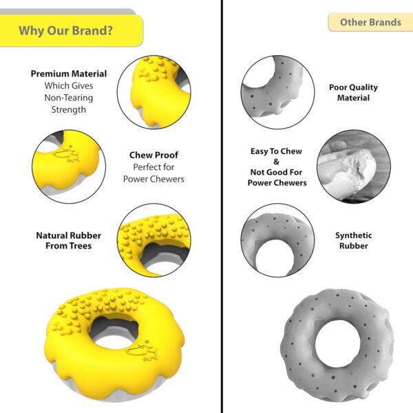 PetBuds Dog Toys Indestructible - Interactive Dog Toys For Boredom - Doughnut Shape Indestructible Dog Toys and Chew Toys For Dogs - 2 in 1 Dog Treat Toy and Dog Chew Toys. (Bright Yellow, Doughnut) - Image 5