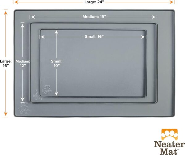 Neater Pet Brands Neater Mat - Waterproof Silicone Pet Bowls Mat - Protect Floors from Food & Water (19" x 12" Silicone, Gunmetal Grey) - Image 9