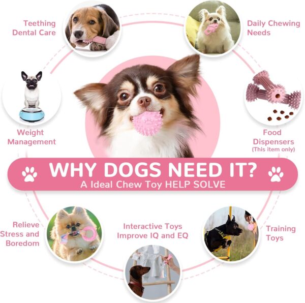 TENGZHI 6 PACK Durable Rubber Chew Toys for Puppies Small Dogs - Soft Rubber Funny Slippers Ball Donut Indoor Outdoor Toys Perfect for Teething and Playtime (Pink) - Image 4