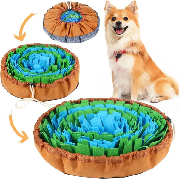 Vivifying Snuffle Mat for Dogs,Durable Dog Snuffle Mat, Washable Interactive Game Toy Dog Mat for Large Dog and Puppies（Diameter: 18in / 46cm） - Image 10