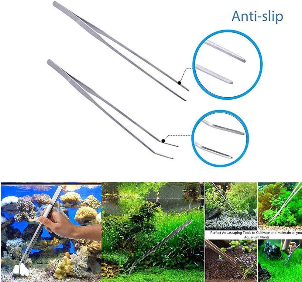 Signstek Aquarium long Tweezers Scissors Spatula Tool Set - 5 in 1 Stainless Steel Fish Tank clean accessories kits for Aquatic Plants, Snakes, Spiders - Image 2
