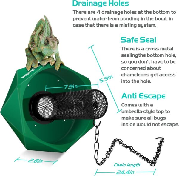 NEPTONION Hookable Chameleon Feeding Bowl Bugs Bar with Column for Prey to Climb and Move, Suitable for Lizard, Bearded Dragon, Iguana, Gecko, Toad, Frog - Image 2
