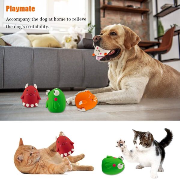 Eurobuy Dog Soft Latex Squeak Balls, 4Pcs Dog Squeaky Toys Funny Non-Toxic Chewing Bounce Balls Durable Pet Interactive Play Chasing Chewing Balls for Puppy Small Medium Pets Dog Cat, Assorted Color - Image 6