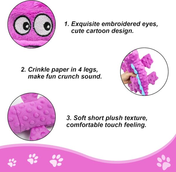 RIO Direct Squeaky Dog Toys, Sturdy Dog Plush Toys Chew Toys Dog Interactive Companion, Funny Training Toy with Crinkle Paper for Puppy Small Medium Dogs - Image 4