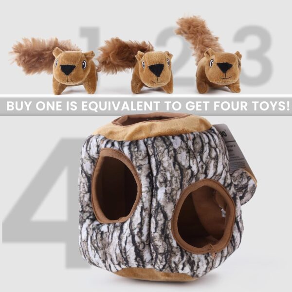 Laifug Hidden Squirrel Plush Dog Toy， Interactive Squeaky Dog Toy Hide and Seek, L - Image 3