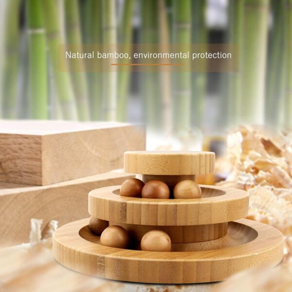 Gelrova Cat Toy Roller Exerciser Fun Cat Toy Indoor Pet Interactive Toy Bamboo Cat Ball Toy with Double Layer Rail, Teaser Cat Ball Toy for Kitten Puppy etc，2-layer track(Bamboo) - Image 5