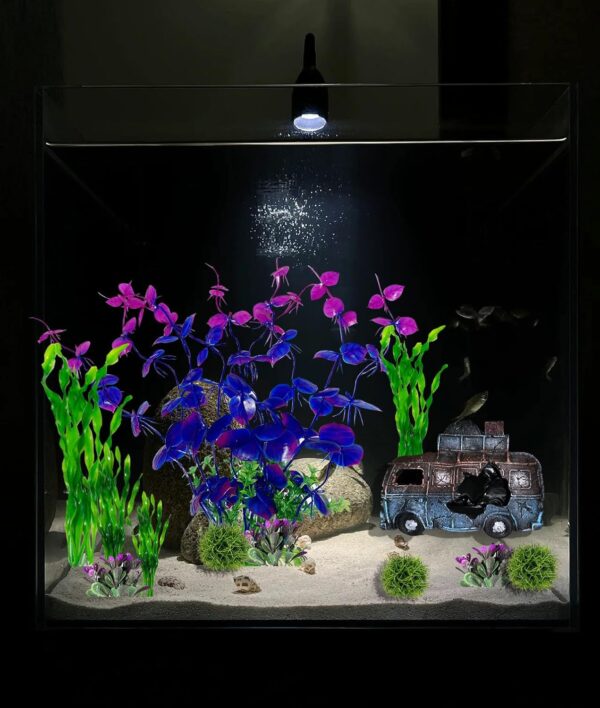 BEGONDIS Camper Van Tourer with 8 Pcs Plastic Plant Set Artificial Polyresin Aquarium Ornament Aquatic Model Decoration Fish Tank Marine Decor Ornaments (Car) - Image 4