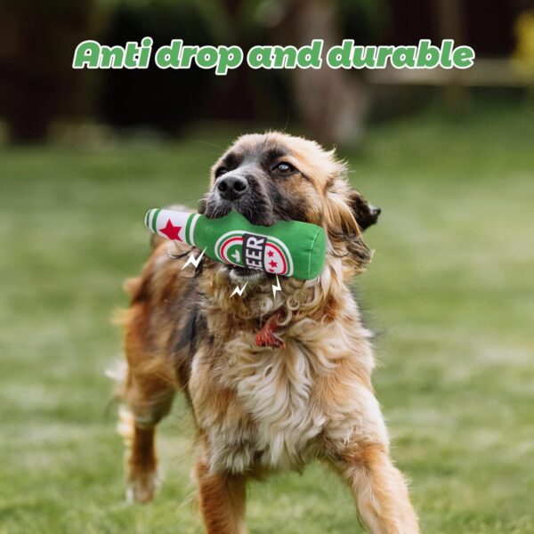 Roseyan Dog Toys Squeaky Dog Toys Interactive Dog Chew Toy for Bordem Beer Bottle Plush Puppy Toys Portable Funny Cute Pet Plush Squeaky Dog Toy for Small Medium Dogs and Other Pets - Image 6
