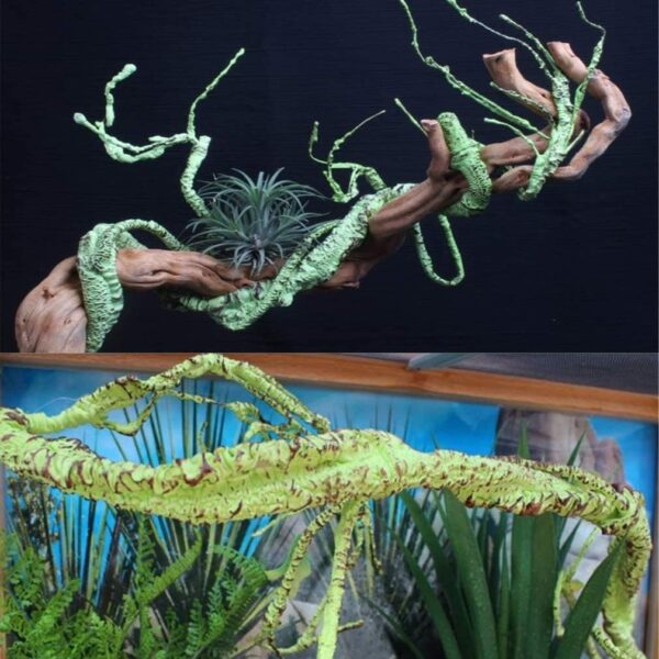 PINVNBY Flexible Bend-A-Branch Jungle Reptile Vines Artificial Climber Plastic Terrarium Leaves Pet Habitat Decor for Lizard Frogs Snakes 3 PCS - Image 5