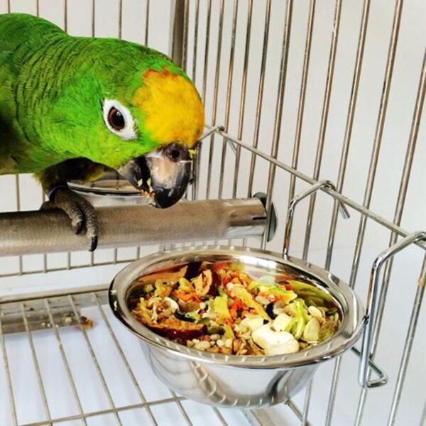 3PCS Birds Hangable Cage Bowl Stainless Steel Pet Birds Dish Cup Feeding Food Drinking Feeder for Bird - Image 7