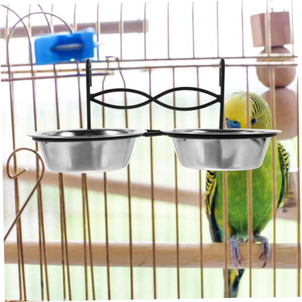 BELLIFFY Bird Bowl Feeder Pet Supplies Bird Water Holder Parrot Water Cage Bowl Bird Feeder with Clip Bird Cage Food Feeder Clip Bird Food Feeder Parrot Hanging Cup Stainless Steel - Image 2